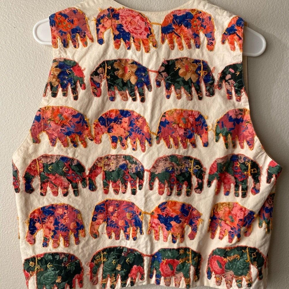 Elephant Patchwork Quilted Vest Vintage - image 6